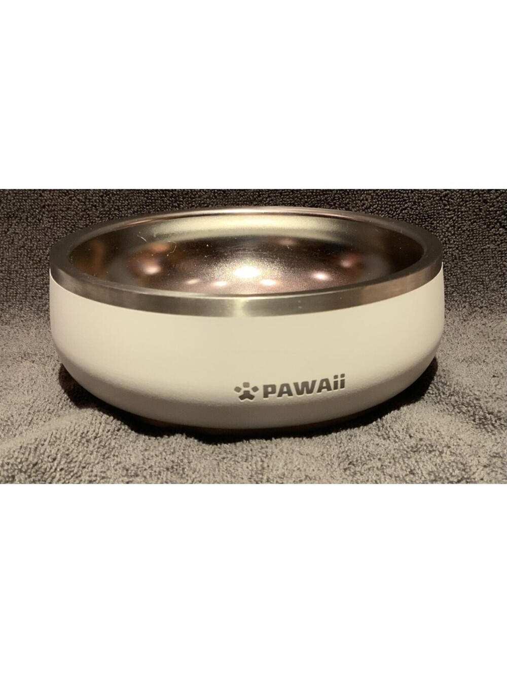 Pawaii Smaller 6”D Steel 12oz. Pet Food/Water Bowl with Non-slip Rubber Base